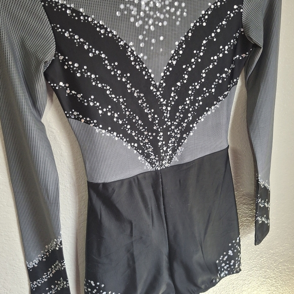Dancer Girl XS Silver Star Glitz Pom Team Competition Leotard Costume - Picture 2 of 5